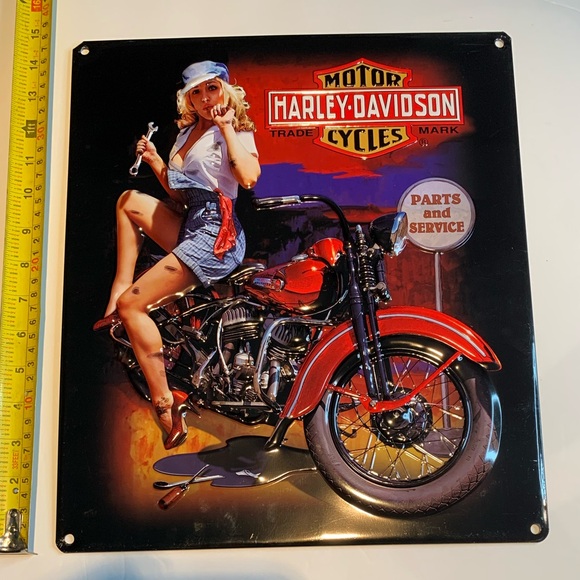 Retro Harley-Davidson Motorcycles Metal Sign  Mechanic Pin-Up Limited Edition - Picture 6 of 6